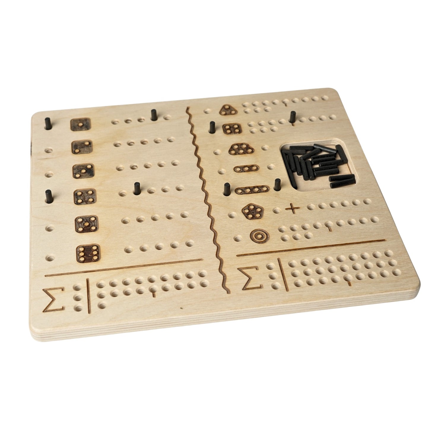 Dobbelspel voor slechtzienden - Houten spel met voelbare markeringen