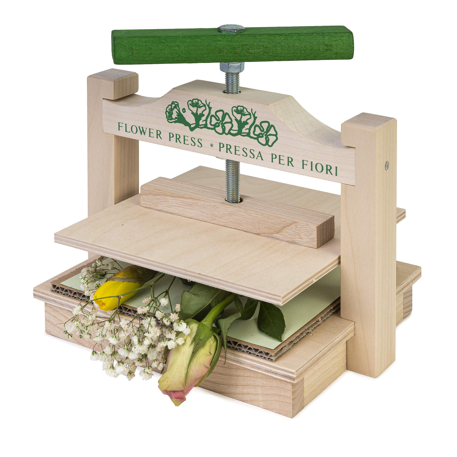 Houten bloemenpers - gegraveerd - Drok Dwaande Houten bloemenpers - gegraveerd - Drok Dwaande