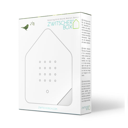 Zwitscherbox Wit – Vogelgeluiden met bewegingssensor, stimuleert zintuigen en activering voor senioren.