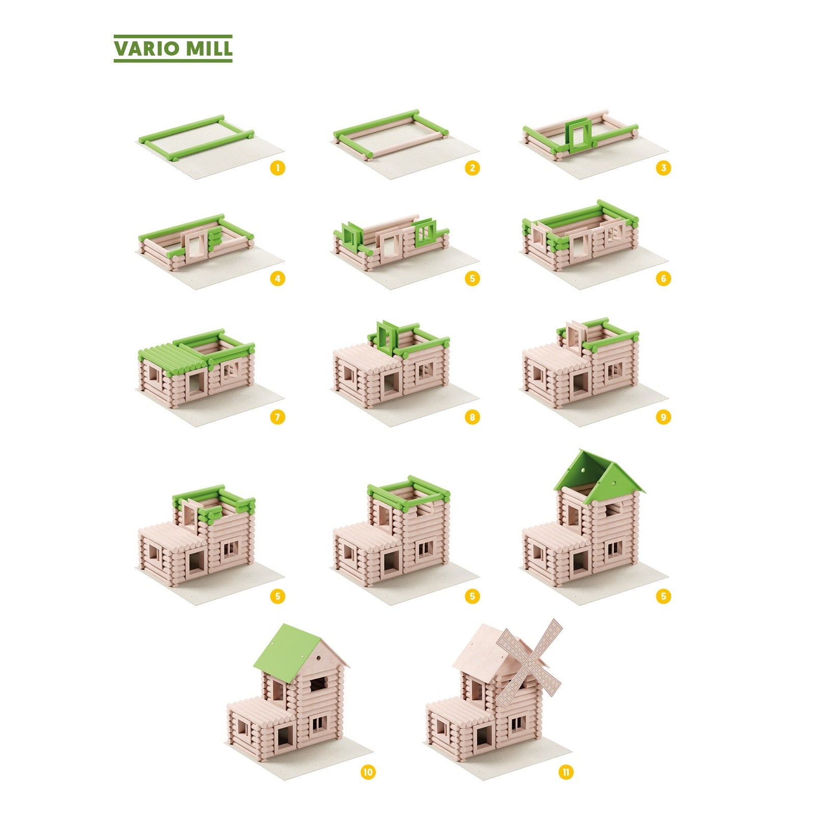 Bouwpakket Vario Molen – Houten constructiespel dat creativiteit en motoriek bevordert voor senioren.