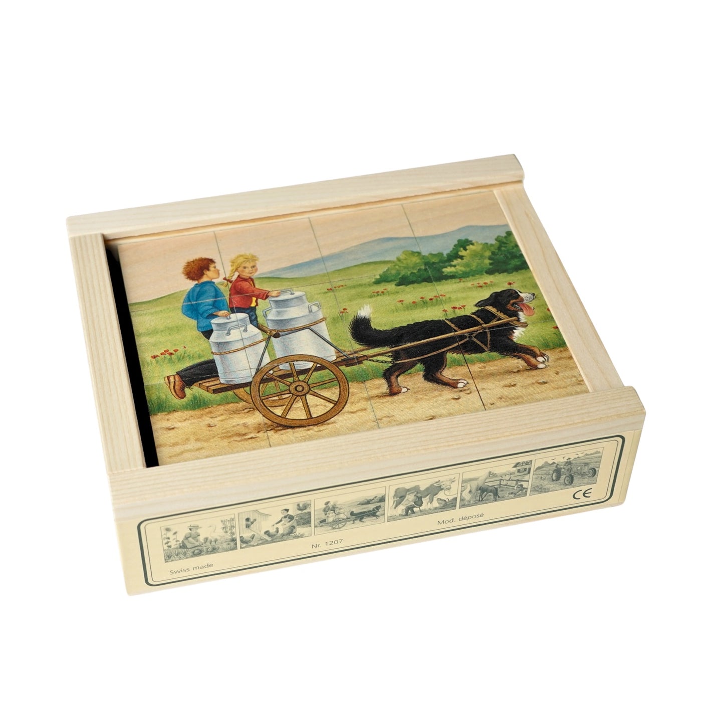 Kubus puzzel op de Boerderij 12-delig: rustieke puzzel voor ouderen