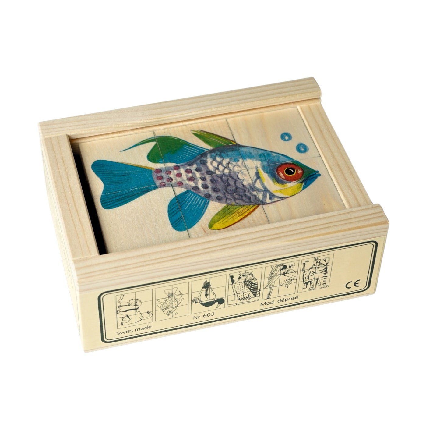 Houten Kubus Puzzel voor dementie - Dieren (6-delig)