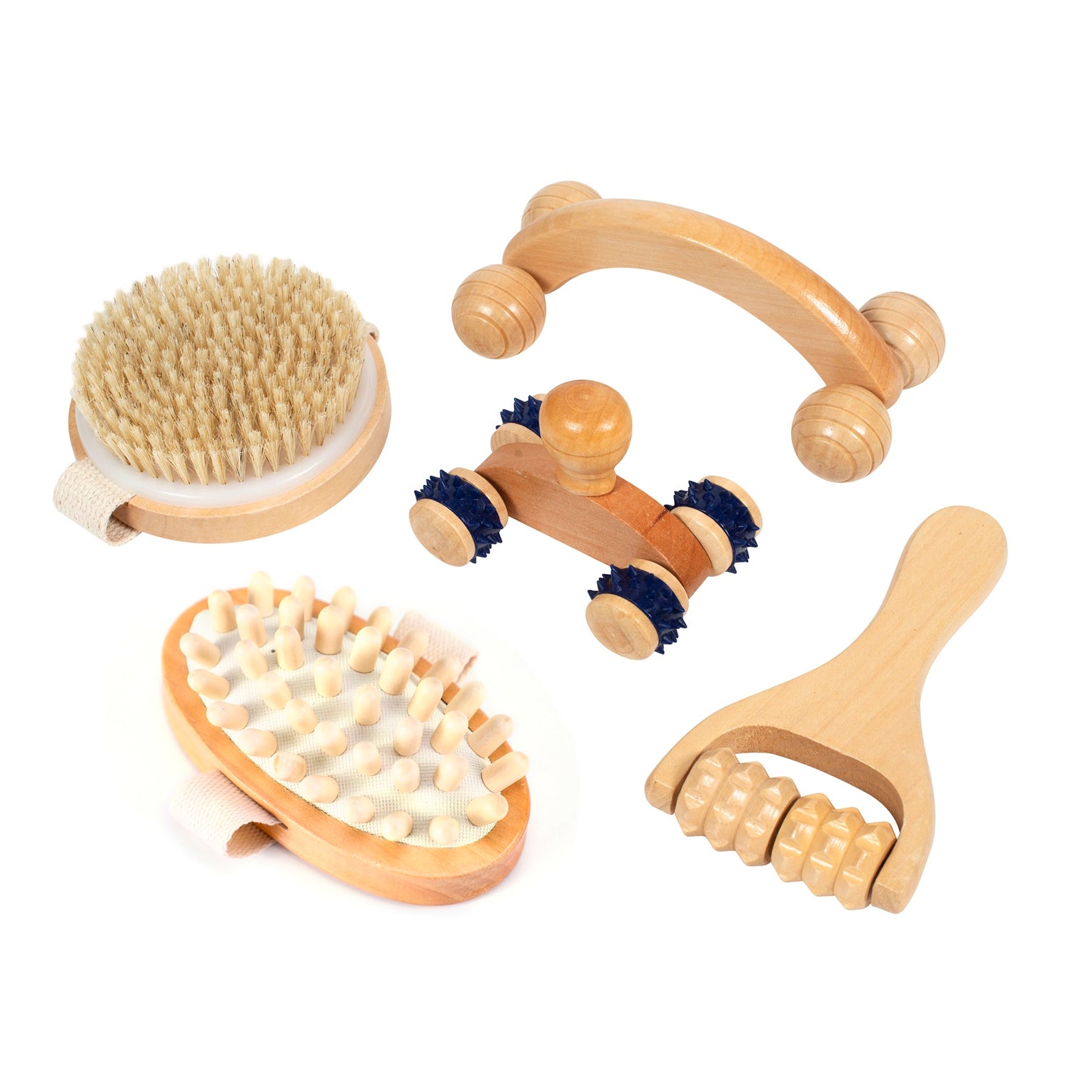 Houten massage set – Sensorische stimulatie en lichaamsbewustzijn, bevordert ontspanning en activering voor ouderen.