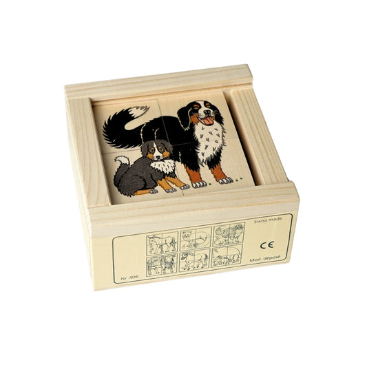 Kubus Puzzel Boerderijdieren - 4 Delige Houten Blokkenpuzzel