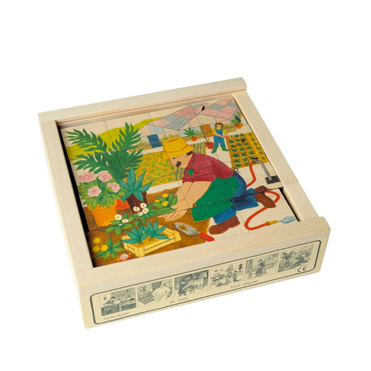 Kubus Puzzel Beroepen - 16-delig Houten Puzzelspel
