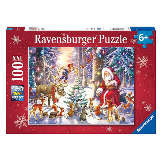 Dementie Puzzel 'Kerstmis in het Bos' – 100 XXL stukjes, feestelijke puzzel die activering en herinneringen stimuleert voor senioren.