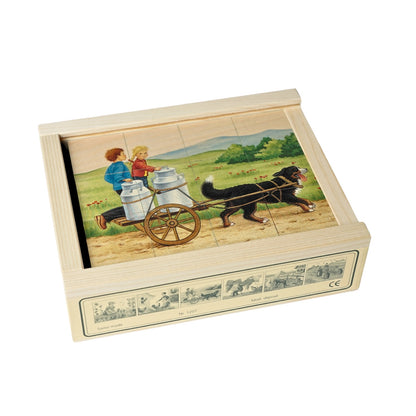 Kubus puzzel op de Boerderij 12-delig: rustieke puzzel voor ouderen