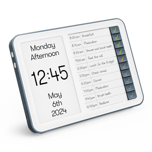 Relish Day Clock Hub – Top dementieklok die dagstructuur en activering ondersteunt voor senioren.