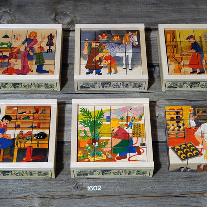 Kubus Puzzel Beroepen 16-delig – Houten puzzelspel dat beroepen en herinneringen stimuleert voor senioren.